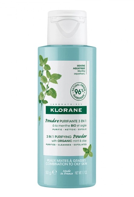 Klorane Poudre Purifiante 3en1 à la Menthe Aquatique Bio 50g